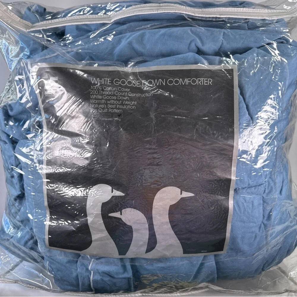 Pillowtex Blue Goose Down Box Quilt Comforter Queen